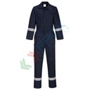 Tuta da lavoro ignifuga in tessuto Bizflame Plus, 99% cotone + 1% fibra di carbonio, 350 gr, omologata EN ISO 11612 + EN ISO 11611 + EN 1149, colore blu navy