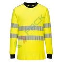 T-shirt alta visibilità ignifuga in tessuto modaflame HV (60% modacrilico + 39% cotone + 1% fibra di carbonio, 210 gr, modello WX3 maniche lunghe, certificata CE + EN ISO 20471 Classe 3 + IEC 61482-2 + EN 1149 -5 + EN ISO 11612, colore giallo/nero, tg. S