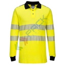 Polo alta visibilità ignifuga in tessuto modaflame HV (60% modacrilico + 39% cotone + 1% fibra di carbonio, 210 gr, modello WX3 maniche lunghe, certificata CE + EN ISO 20471 Classe 3 + IEC 61482-2 + EN 1149 -5 + EN ISO 11612, colore giallo/nero, tg. XXL