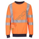 Felpa alta visibilità, antistatica ed ignifuga, girocollo, senza cappuccio, 45% modacrilico + 25% poliestere + 23% cotone + 6% aramide + 1% antistatico, 300 gr, senza zip, omologata EN ISO 11612 + EN 1149 + EN ISO 20471 + IEC 61482, colore arancione