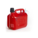 Tanica per benzina in plastica (HDPE), capacità 5 Litri, omologata ADR/ONU, controllo livello, tappo con beccuccio integrato
