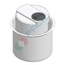 Serbatoio in plastica (PE) per stazioni di miscelazione e dosaggio reagenti con vasca di contenimento, capacità 250 Lt, Mis. Ø 900 x 1015 H mm, parte superiore con rialzo centrale