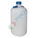 Bottiglione in plastica (PE), cilindrico collo stretto, capacità 50 Lt, maniglie laterali in plastica, chiusura a vite (tappo incluso)