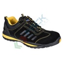 Scarpe antinfortunistiche da lavoro S1P HRO, basse, sportive, serie STEELITE®, in pelle scamosciata, puntale in acciaio, colore nero/giallo (modello Safety Trainer Lusum)