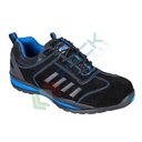 Scarpe antinfortunistiche da lavoro S1P HRO, basse, sportive, serie STEELITE®, in pelle scamosciata, puntale in acciaio, colore nero/blu (modello Safety Trainer Lusum)