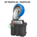 Kit per cassa pallet 1200 x 800 mm, serie pesante, composto da 2 piedi DX + 2 piedi SX + 2 ruote con freno + 2 ruote senza freno