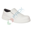Scarpe antinfortunistiche da lavoro S2, basse, in microfibra, sagoma slip-on, puntale in acciaio, colore bianco