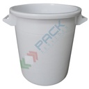 Bidone industriale in plastica (HDPE) 50 Lt, sovrapponibile e inseribile, Mis. Ø 405 x 470 H mm, colore neutro (coperchio escluso)