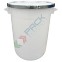 Bidone industriale in plastica (HDPE) 75 Lt, sovrapponibile e inseribile, coperchio con cravatta metallica (incluso), colore neutro