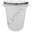 Bidone industriale in plastica (HDPE) 100 Lt, sovrapponibile e inseribile, coperchio con cravatta metallica (incluso), colore neutro