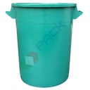 Bidone industriale in plastica (HDPE) 100 Lt, sovrapponibile e inseribile, Mis. Ø 470 x 670 H mm, colore verde (coperchio escluso)
