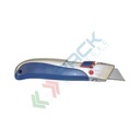 Cutter di sicurezza retrattile con una lama che si ritrae quando si perde il contatto con il materiale da tagliare