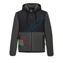 Pile da lavoro, con cappuccio, modello active street KX3, 100% poliestere, 300 gr, chiusura con zip, colore nero/grigio