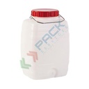 Bottiglione quadrato collo largo, in plastica (HDPE), capacità 10 Lt, maniglia in ferro, chiusura a vite (tappo incluso)