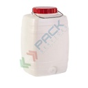 Bottiglione quadrato collo largo, in plastica (HDPE), capacità 15 Lt, maniglia in ferro, chiusura a vite (tappo incluso)
