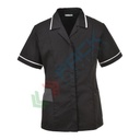 Camice da lavoro classico, modello sanitario, da donna, 3 tasche, 65% Poliestere + 35% Cotone, 190 gr, chiusura con zip, colore nero