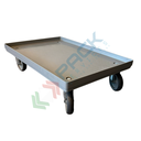 Carrello per cassette norma Europa in ABS, Mis. base 60 x 40 cm, 4 ruote in gomma sterzanti, portata 400 kg, modello con superficie chiusa, colore grigio