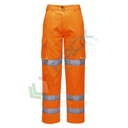 Pantaloni alta visibilità da donna, in tessuto Kingsmill Polycotton (65% poliestere + 35% cotone), 245 gr, omologati CE + EN ISO 20471 Classe 2, colore arancione, tg. M