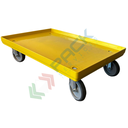 Carrello per cassette norma Europa in ABS, Mis. base 60 x 40 cm, 4 ruote in gomma sterzanti, portata 400 kg, modello con superficie chiusa, colore giallo