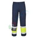 Pantaloni alta visibilità multinorma, in tessuto Modaflame Work HV (60% modacrilico + 39% cotone + 1% fibra di carbonio), 280 gr, vestibilità regular, omologati CE + EN ISO 11612 + EN ISO 11611 + EN 1149 -5 + IEC 61482-2 + EN 13034 + EN ISO 20471 Classe 1