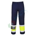 Pantaloni alta visibilità multinorma, in tessuto Modaflame Work HV (60% modacrilico + 39% cotone + 1% fibra di carbonio), 280 gr, vestibilità tall, omologati CE + EN ISO 11612 + EN ISO 11611 + EN 1149 -5 + IEC 61482-2 + EN 13034 + EN ISO 20471 Classe 1, c