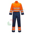 Tuta alta visibilità multinorma in Modaflame Work HV0 (61% modacrilico + 18% viscosa + 15% poliestere + 5% aramide + 1% fibra di carbonio) 280 gr, certificata EN ISO 11612 + EN ISO 11611 + EN 1149 -5 + IEC 61482 + EN 13034 + RIS 3279 TOM + EN ISO 20471 Cl