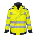 Giacca alta visibilità ignifuga e antipioggia in tessuto Modaflame Rain+ HV multi norma protezione arco elettrico, realizzata con tessuti e finiture di alta qualità, omologata EN ISO 20471 + EN 13034 + EN 343 + EN 1149 + EN ISO 11612 + EN ISO 11611 + IEC