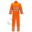 Tuta alta visibilità multinorma in Modaflame Work HV0 (61% modacrilico + 18% viscosa + 15% poliestere + 5% aramide + 1% fibra di carbonio) 300 gr, certificata EN ISO 11612 + EN ISO 11611 + EN 1149 -5 + IEC 61482 + EN 13034 + RIS 3279 TOM + EN ISO 20471 Cl