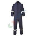 Tuta da lavoro ignifuga, in tessuto Modaflame 60% Modacrilico + 39% Cotone + 1% Fibra di carbonio, 280 gr, omologata EN ISO 11612 + EN ISO 11611 + EN 1149 + EN 13034, colore blu navy