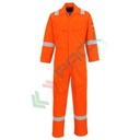 Tuta da lavoro ignifuga, in tessuto Modaflame 60% Modacrilico + 39% Cotone + 1% Fibra di carbonio, 280 gr, omologata EN ISO 11612 + EN ISO 11611 + EN 1149 + EN 13034, colore arancione