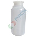 Bottiglia in plastica (PE) cilindrica a collo largo, graduata, capacità 500 ml, chiusura con tappo a vite e sottotappo (tappo incluso)