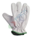 Guanti da lavoro in pelle superfiore di bovino, super qualità, elastico stringipolso interno, orlati, omologati CE + EN 388, colore bianco, taglia 11