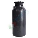 Bottiglia in plastica (PE) cilindrica a collo stretto, graduata, capacità 125 ml, chiusura con tappo a vite e sottotappo (tappo incluso), colore grigio scuro