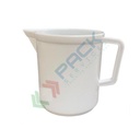 Caraffa graduata in plastica (PP), capacità 1000 ml, tonda a forma bassa, Mis. Ø 115 x 125 H mm, colore bianco coprente (graduata internamente)