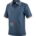 Polo da lavoro 100% in cotone, 190-200 gr, colletto a camicia, armatura piqué, righe tricolore in contrasto su colletto e maniche, colore blu navy