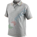 Polo da lavoro 100% in cotone, 190-200 gr, colletto a camicia, armatura piqué, righe tricolore in contrasto su colletto e maniche, colore grigio