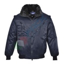 Giacca da lavoro 60% cotone + 40% poliestere, comfort superiore, indossabile in 4 modi differenti, modello Pilot con collo di pelliccia, colore blu navy