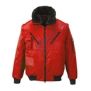 Giacca da lavoro 60% cotone + 40% poliestere, comfort superiore, indossabile in 4 modi differenti, modello Pilot con collo di pelliccia, colore rosso