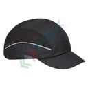 Bump Cap protettivo con calotta interna in ABS e tessuto in mesh rinfrescante esterno, visiera media (5 cm) con profili riflettenti, tg. regolabile (54-59 cm), certificato EN 812, colore nero