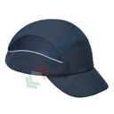 Bump Cap protettivo con calotta interna in ABS e tessuto in mesh rinfrescante esterno, visiera media (5 cm) con profili riflettenti, tg. regolabile (54-59 cm), certificato EN 812, colore blu navy