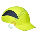 Bump Cap protettivo con calotta interna in ABS e tessuto in mesh rinfrescante esterno, visiera media (5 cm) con profili riflettenti, tg. regolabile (54-59 cm), certificato EN 812, colore giallo