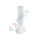 Cilindro in plastica (PP) graduato, capacità 50 ml, Mis. Ø 29 x 143 H mm, forma bassa, per usi generali di laboratorio