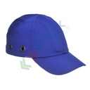 Bump Cap protettivo con calotta interna in ABS e tessuto esterno in cotone, visiera lunga (7 cm), tg. regolabile (54-59 cm), certificato EN 812, colore blu royal