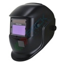 Casco per saldatura con oscuramento automatico, cella solare di energia e batterie doppie al litio, regolazione con rotella, certificato EN 379 + EN 166 + EN 175, ccolore nero