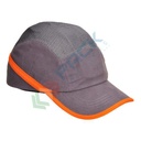 Bump Cap protettivo ventilato con calotta interna in ABS e tessuto esterno in cotone, visiera lunga (7 cm), tg. regolabile (54-59 cm), certificato EN 812, colore grigio