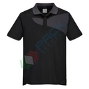 Polo da lavoro bicolore 55% Cotone + 45% Poliestere, 144 gr, tessuto traspirante con design antigraffio, vestibilità slim, cuciture in contrasto, colore nero/grigio