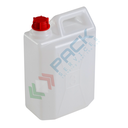 Tanica in plastica (HDPE), capacità 3 Lt, peso 180 grammi, Mis. 165 L x 115 P x 255 H mm, chiusura con tappo a vite (incluso), colore neutro