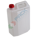 Tanica in plastica (HDPE), capacità 15 Lt, peso 700 grammi, Mis. 280 L x 170 P x 415 H mm, chiusura con tappo a vite (incluso), colore neutro