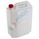 Tanica in plastica (HDPE), capacità 30 Lt, peso 1170 grammi, Mis. 365 L x 225 P x 500 H mm, chiusura con tappo a vite (incluso), colore neutro