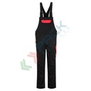 Salopette da lavoro elegante e resistente, in tessuto Kingsmill 65% poliestere + 35% cotone, 245 gr, modello PW2, massimo comfort e prestazioni di lunga durata, colore nero/rosso